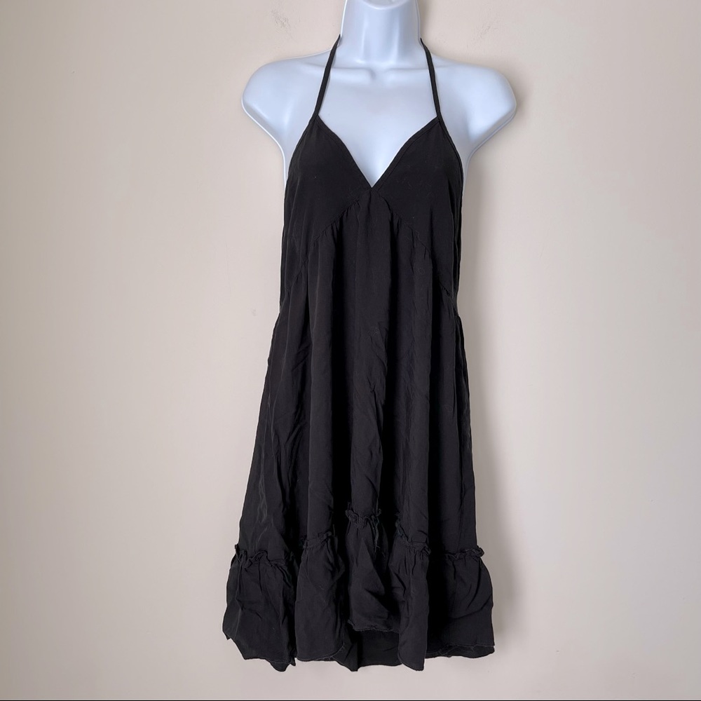 COPY - SHEIN BLACK RUFFLE HALTER OPEN BACK BABYDOLL DRESS SIZE XL